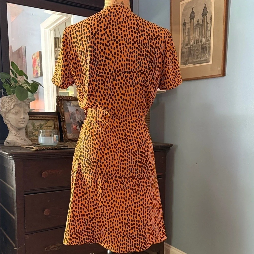 J.Crew Orange and Navy Cheetah Print Wrap Dress
